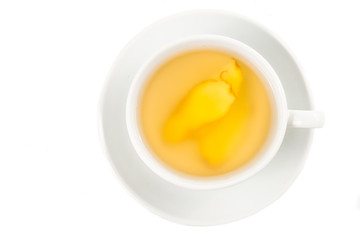 Hot ginger tea in cup