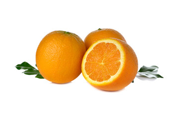 ripe orange on white background