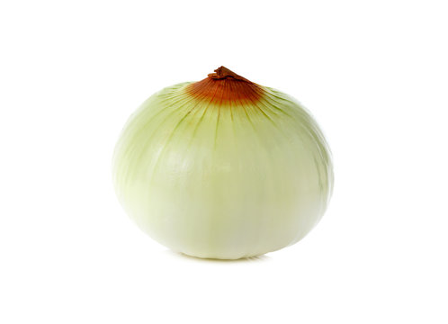 Peeled Onion on white background