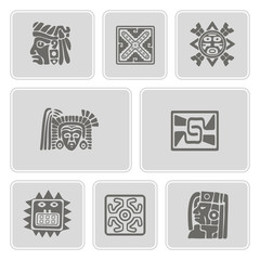 set of monochrome icons with American Indians relics (part 8)