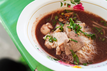 Pork noodle in soft light