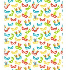 Fototapeta premium Seamless carnival masks pattern isolated on white background