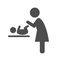 Mother swaddles the baby pictogram flat icon isolated on white b