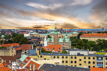 Copenhagen, Denmark - panoramic view with Rosenborg slot