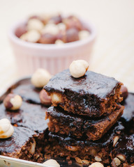 Homemade brownies with ingredients