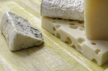 Spanish Manchego cheese, goat, gruyere, gorgonzola.