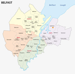 belfast administrative map - obrazy, fototapety, plakaty
