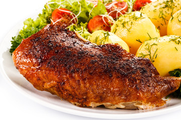 Roast duck fillet and vegetables 