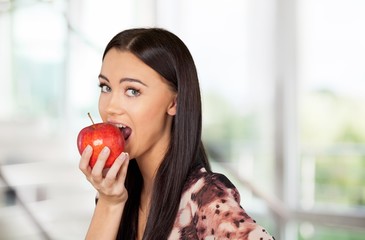 Human Teeth, Smiling, Apple.