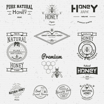 Honey badges logos and labels for any use