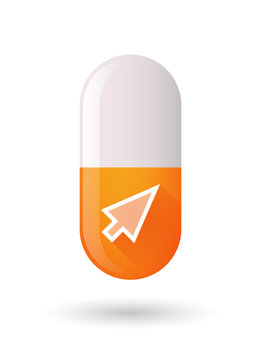 Orange pill icon with a cursor