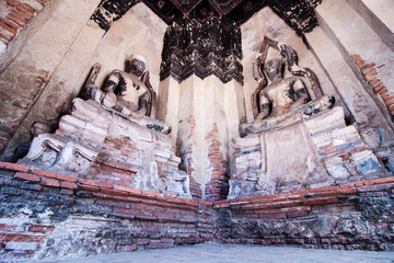 Ancient Buddha statue at Wat Chai Wattanaram temple, Ayutthaya,