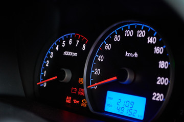 Speedometer on dashboard