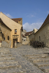 Fototapeta na wymiar Street in the medieval fortress Rasnov, Transylvania, Romania