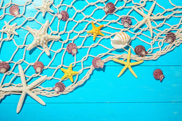 fishing net and seashells
