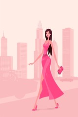 The lady walking down the street