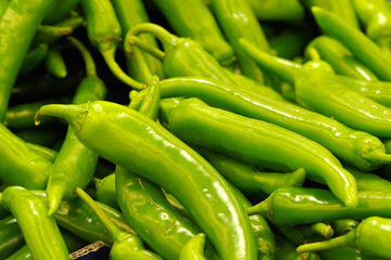 Green peppers as backgouund, close up