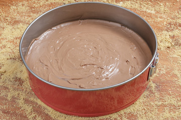 Making chocolate cheesecake