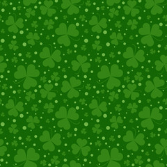 Seamless pattern with Saint Patricks day shamrock leaves