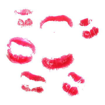 imprint of lips on a white background