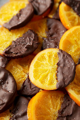 Delicious slices of orange coated chocolate
