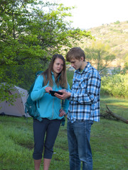 Young students learn in nature.