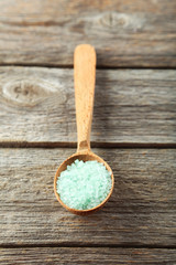 Sea salt on wooden background