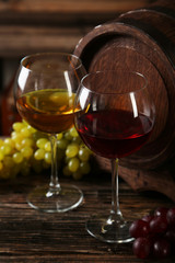 Glass of wine with grapes 