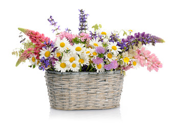 basket with wildflowers