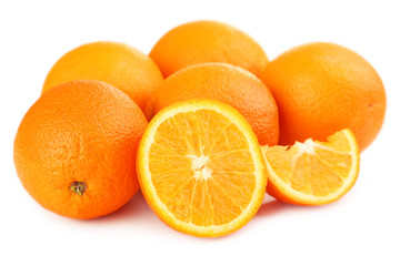 Ripe oranges isolated on white
