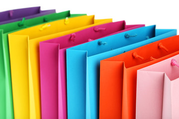 Colorful shopping bags isolated on white