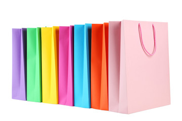 Colorful shopping bags isolated on white