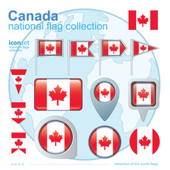  Flag of Canada, icon collection, vector illustration