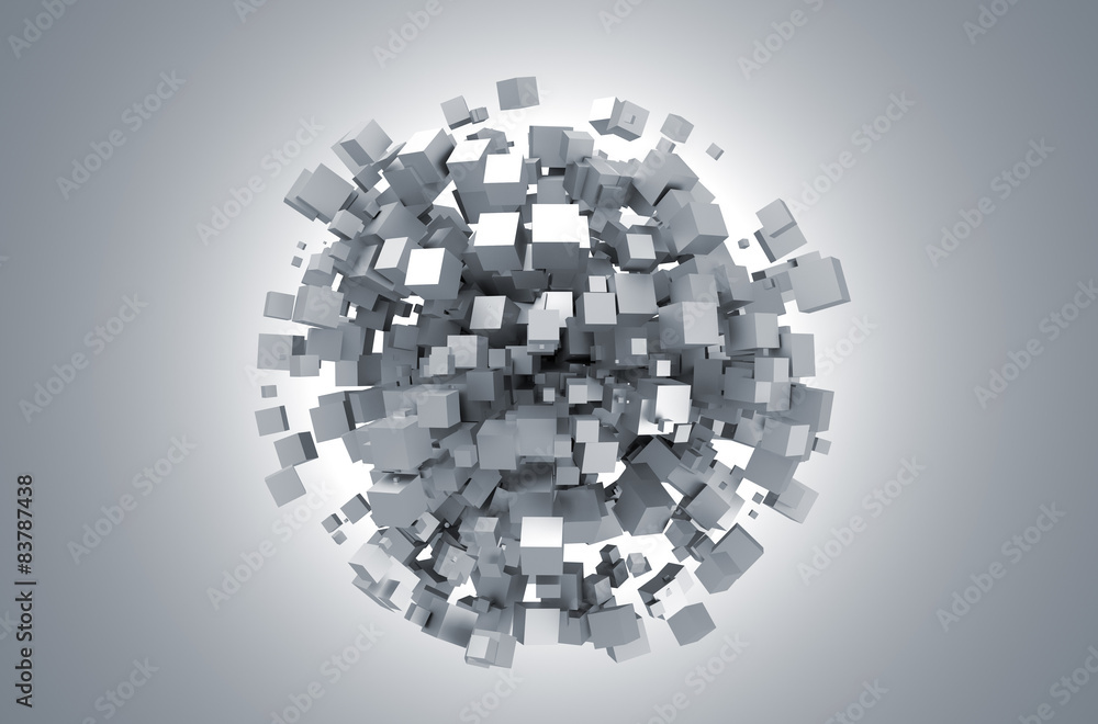 Poster abstract 3d rendering of white cubes.