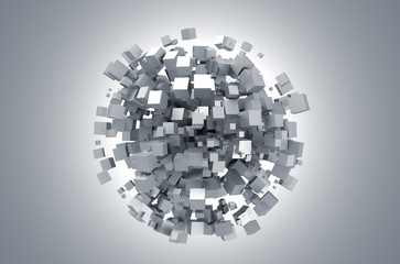 Abstract 3d rendering of white cubes.