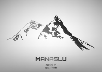 Outline vector illustration of steel Mt. Manaslu