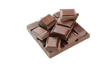 Dark chocolate bar isolated on white