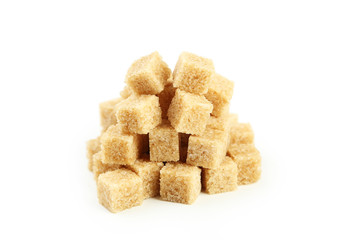 Brown sugar in spoon and bowl on wooden background