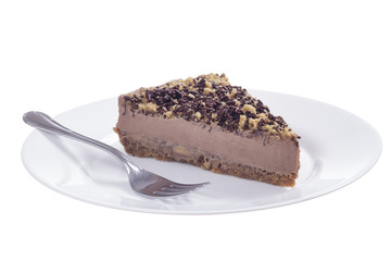 Chocolate cheesecake plate