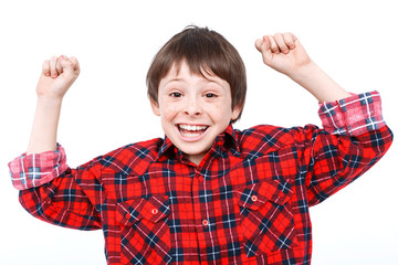 Portrait of a small emotional boy