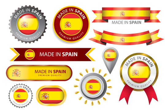Made in Spain Seal, Spanish Flag (vector Art)