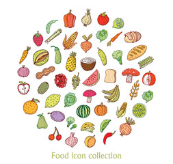 Fruit icon set. vector illustration. 