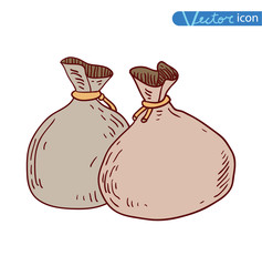 Money bag icon, hand drawn vector illustration