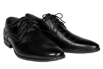 Shoes men's classic leather lace-up black