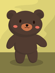 A little black bear standing brown background