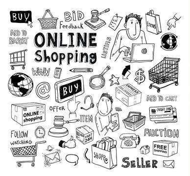 Online shopping e-commerce icons. vector illustration