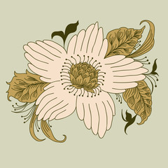 flower hand drawn, doodle, vector