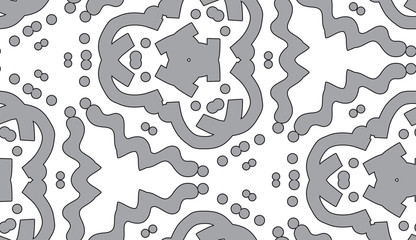 Gray Shapes with Black Outline Pattern