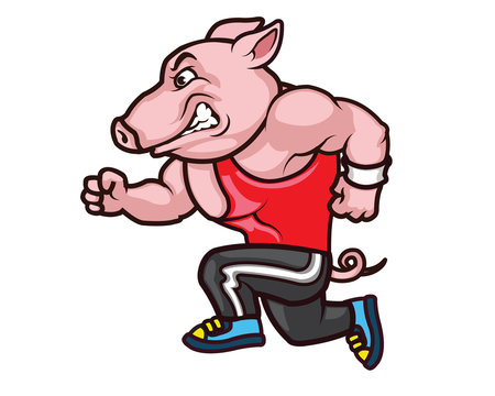 Running Big Hog Cartoon
