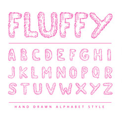  fluffy font style alphabet, Vector illustration.